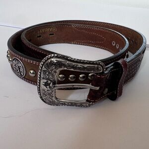 Ariat Men’s Leather Studded Belt Oil Rig Concho Size 36 Western